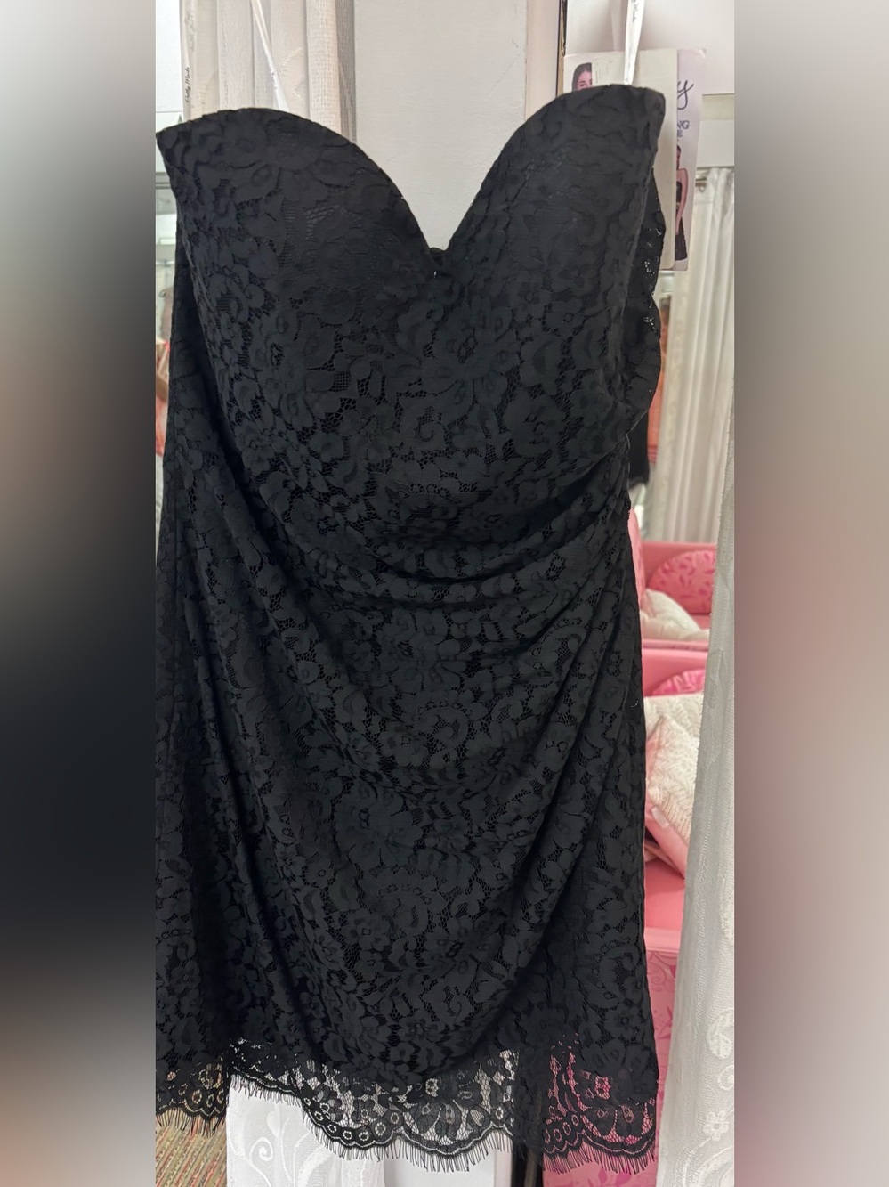 Strapless Black Lace Cocktail Dress Junior